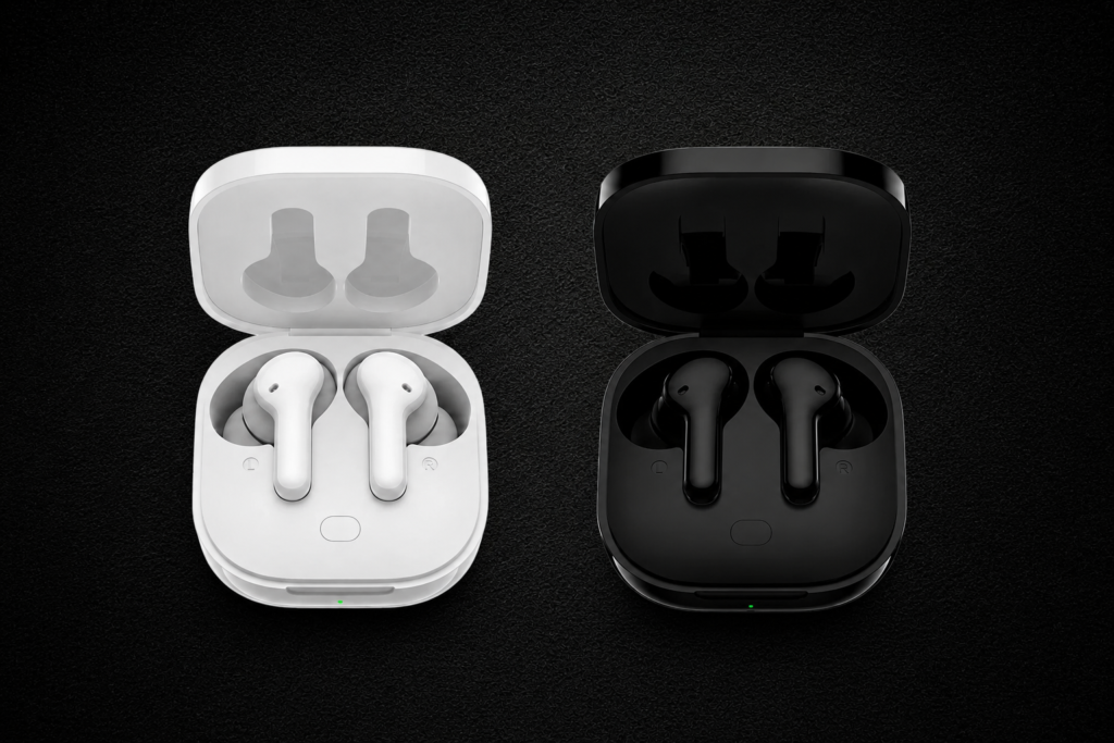 " fone de ouvido bluetooth QCY T13 com suas cores oficiais"