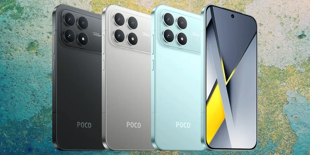" smartphone Poco F8 pro com suas variaçaõ de cores oficial"
